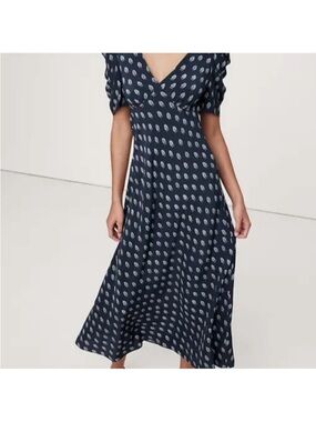 Banana Republic Silk Puff Sleeve Midi Dress NWT